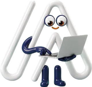 La mascota de Alori trabajando en su computadora